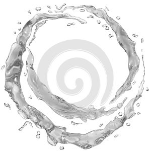 Opaque water splashes in the form of a half rings