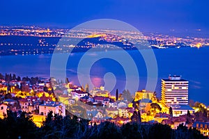 Opatija and Kvarner bay evening panoramic coastline view