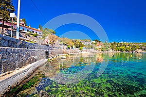 Opatija riviera beach and coastline view near Volosko