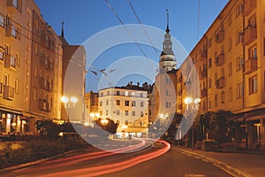 Opava city hall at night