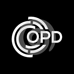 OPD letter logo design on black background. OPD creative initials letter logo concept. OPD letter design