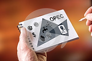 Opec concept on a notepad