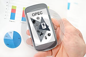 Opec concept on a smartphone