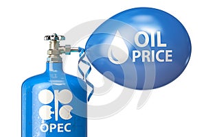 Opec inflates the oil price bubble balloon. Oil industry crisis concept