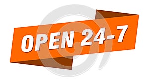 open 24 7 banner template. open 24 7 ribbon label.