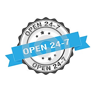 Open 24-7 stamp illustration