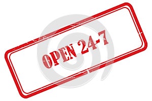 open 24-7 stamp on white