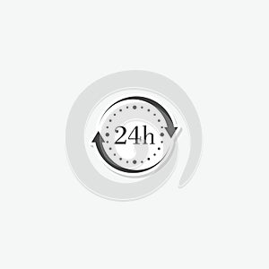 Open 24 hours arrow sticker icon symbol