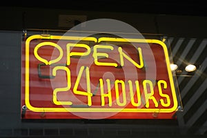 Open 24 hours Neon Sign
