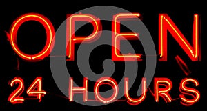 Open 24 Hours Neon Sign