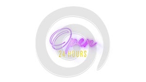 Open 24 hours in pink and yellow neon