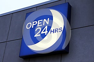 Open 24 hours sign
