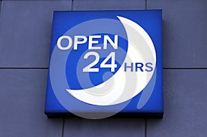 Open 24 hours sign