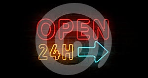 Open 24h neon sign