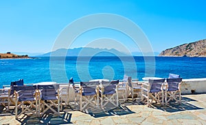 Open air cafe in Aegina Island