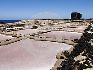 Open air drying salts in the open air along the coast of the island