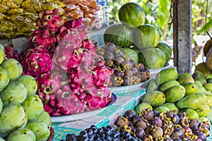 Open air fruit market in the village in Bali, Indonesia.