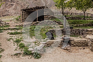 Open air kitchen in Jizev Jisev or Jizeu village in Pamirs mountains, Tajikist