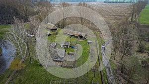 Open-air museum and castle hill in the city of Sieradz, Poland.