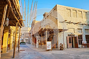 The open air terraces of the restaurants in Al Fahidi, Dubai, UAE