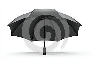 Open Black Umbrella on White Background - 3D Render