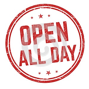 Open all day sign or stamp