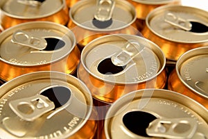 Open aluminum drink cans