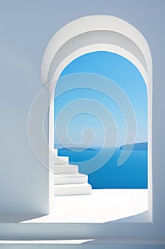 An open archway with a view of the sea, AI