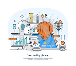 Open banking platform online payment protection system concept