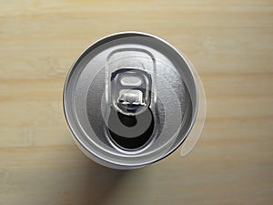 Open beverage drink can with pop tab