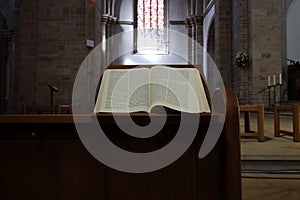 An open Bibel in a cathedral in Osnabrueck