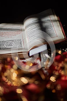 Open bible in church for wedding ceremony