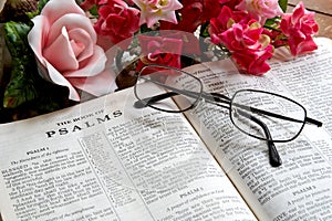 Open Bible and Glasses