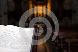 Open Bible on lectern - italian church photo