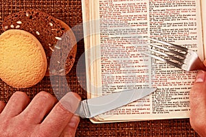 Open bible spiritual bread food