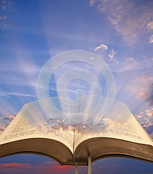 Open bible spiritual light