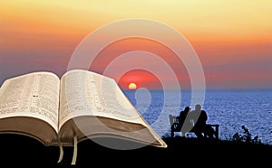 Open bible spiritual tranquility