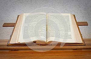 Open bible on table