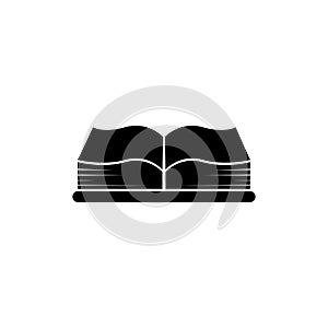 Open Big Book, Encyclopedia or Bible. Flat Vector Icon illustration. Simple black symbol on white background. Open Big Book,