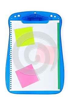 Open binder with reminder notes