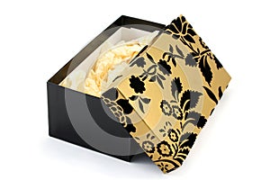 Open Black and Gold Gift Box