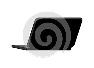 Open black laptop back isolated. notebook pc. Portable computer