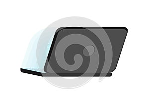 Open black laptop back isolated. notebook pc.