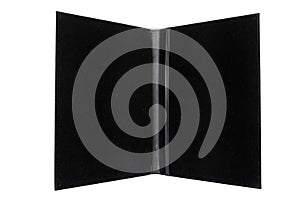 Open black leather portfolio for documents