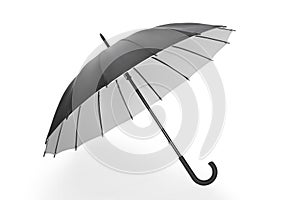 Open black umbrella on white, clipping path