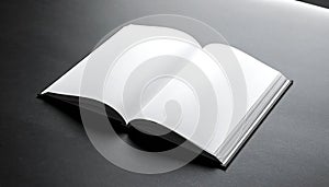 Open Blank Book on Dark Textured Surface