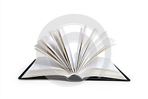 An open blank book with empty pages ready for writing sketching or journaling captured on a clean white background photo