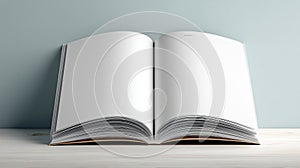 Open Blank Book on Wooden Table