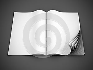 Open blank magazine with curl pages