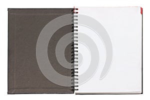 Open Blank Notebook Black Cover.
